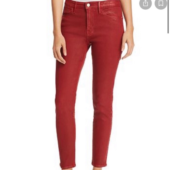 FRAME Le High waisted Skinny Jeans In Washed Red - Picture 2 of 13